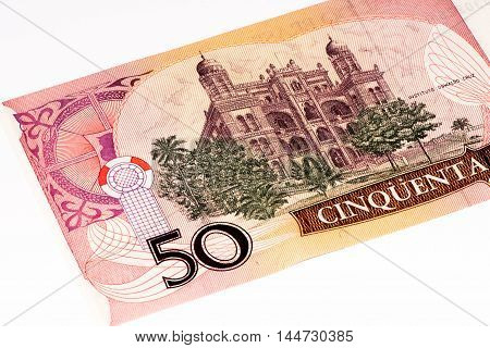50 Brasilian cruzados bank note. Cruados is the former currency of Brasil