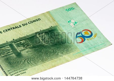 500 Congolese francs bank note of Congo. Congoles franc is the national currency of Congo