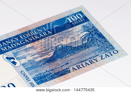 100 Malagasy ariary bank note of Madagascar. Malagasy ariary is the national currency of Madagascar