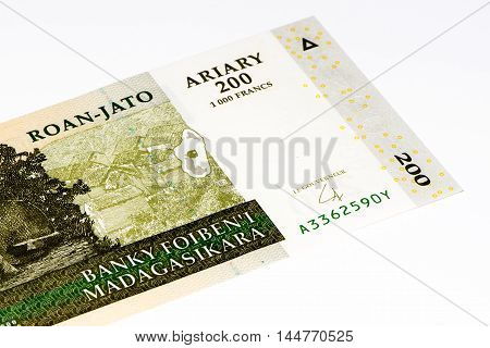200 Malagasy ariary bank note of Madagascar. Malagasy ariary is the national currency of Madagascar