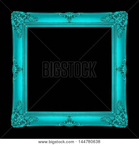 frame picture frame wooden Carved pattern isolated on a black background.