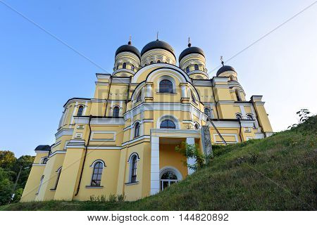 Photo of Hancu Monastery at sunset in Moldova