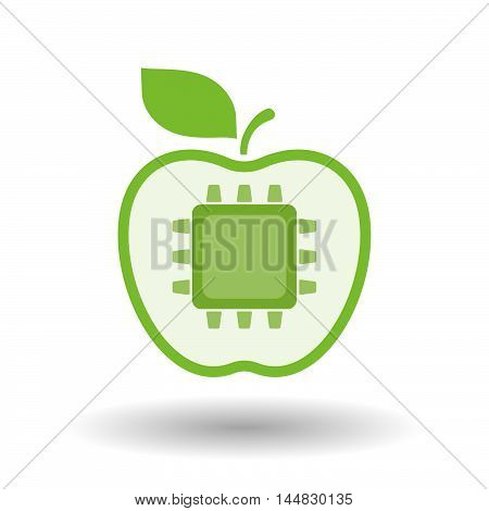 Isolated  Line Art  Apple Icon With A Cpu