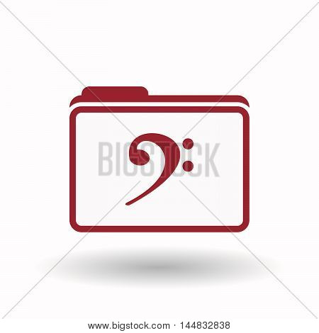 Isolated  Line Art Folder Icon With An F Clef