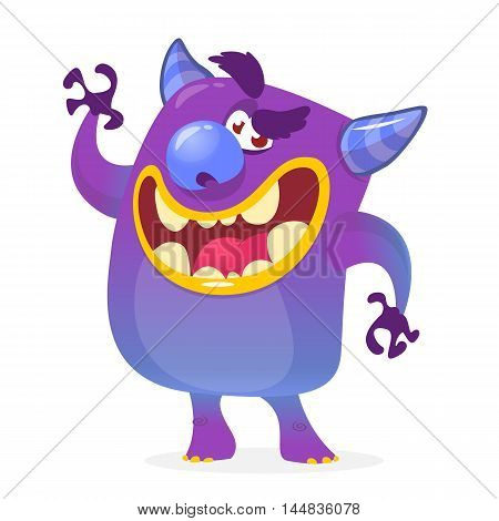 Cartoon illustration of a devil with a happy expression. Halloween vector monster