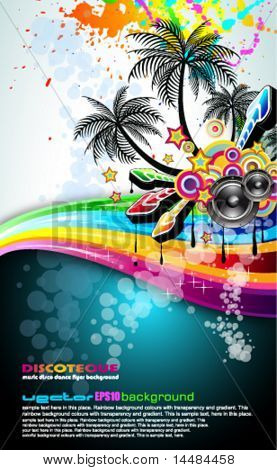 Trooppinen musiikkia Disco Tapahtumalehtinen sateenkaaren värit