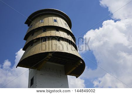 National Park Sumava, Czech Republic - AUGUST 28, 2016 - Polednik viewing tower, Meridian hill, the Bohemian Forest. Forests around the destroyed during the storm Kyrill.