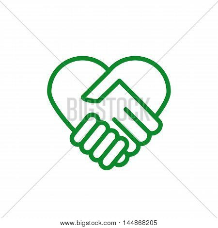 The sign of the heart, in the form of a handshake.