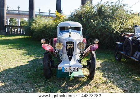 Potsdam Germany - August 27 2016: Retro car at the open motor Rally Hamburg-Berlin Klassik the date of August 25-27