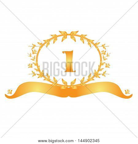 1th anniversary golden floral banner design element