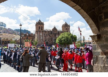 Swearing Of The School Police Or Juramentacion De La Policia Escolar En Cusco