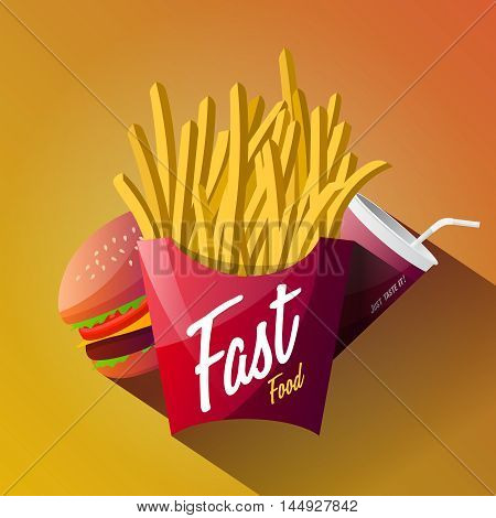 Fast food poster design isolated. Web graphics modern vector illustration. Premium quality logo design concept pictogram