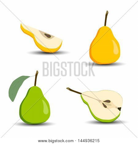 Vector illustration of the logo on the bag.Isolated drawing consists of four types of fruit,half,quarter,whole,piece, on white background.Icon on  juice,vitamin,coffee,shop,bar,restaurant,joy,cartoon.