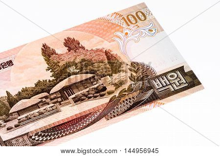 100 North Korea won bank note. North Korea won is the national currency of North Korea