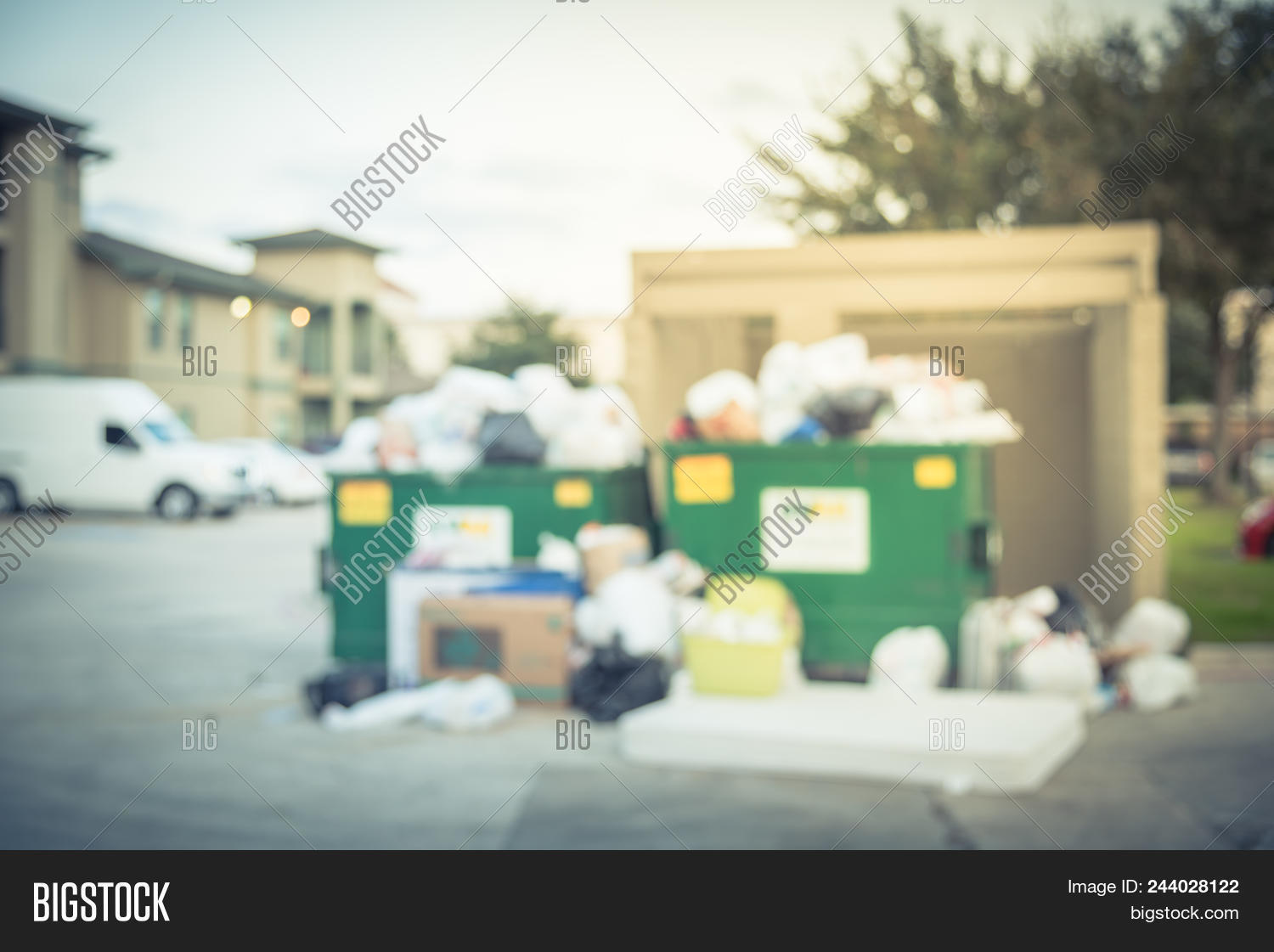 Abstract Blurred Image Photo Free Trial Stock Abstract Blurred Overflowing Dumpster At Apartment Building In Usa