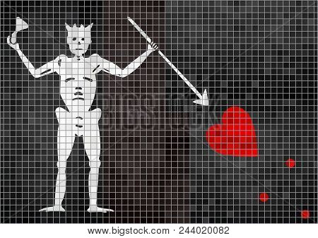 Pirate Flag - Illustration, 
Blackbeard Pirate Mosaic Textured Background, 
Grunge Mosaic Buccaneer 