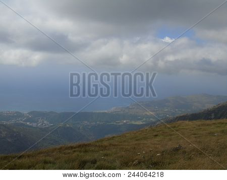 A Beautiful Panoramic View From The Mountains Of Veneto Near The Dolomites In Summer Trip, With Cold