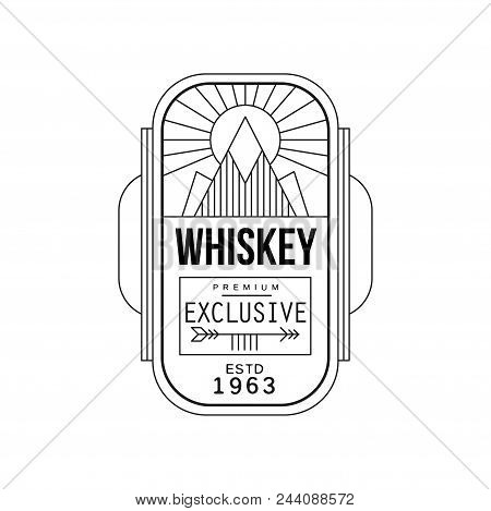 Whiskey Vintage Label Design, Premium Exclusive Strong Drink Badge Estd 1963, Alcohol Industry Monoc