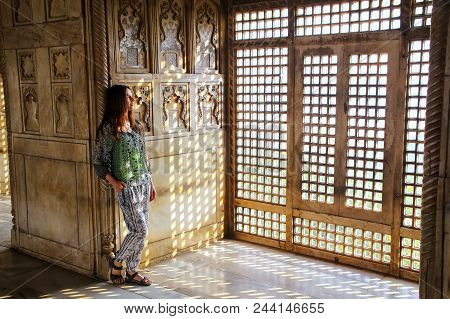 Agra, India - November 7: View Of The Window Of Khas Mahal In Agra Fort On November 7, 2014 In Agra,