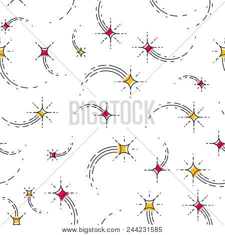 Space Seamless Background With Stars, Shooting Stars, Falling Stars, Undiscovered Galaxy Cosmic Fant