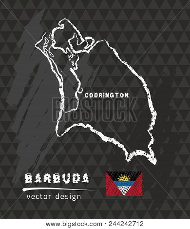 Map Of Barbuda, Chalk Sketch Vector Illustration