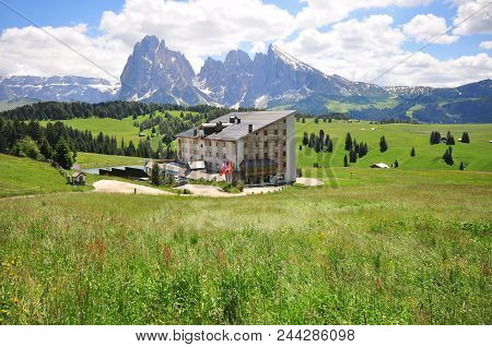Wooden Hotel In Mountains