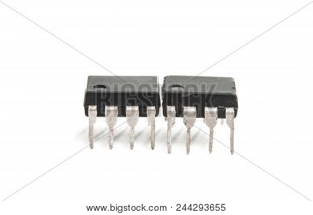 Microchip Electronic Component Isolated On White Background