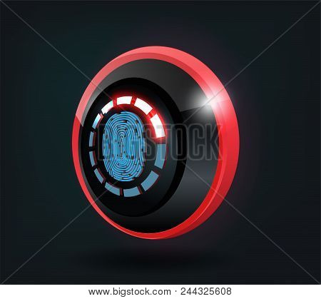 Finger-print Scanning Identification System. Biometric Authorization . Vector Illustration.