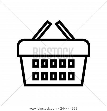 Shopping Basket Vector Icon On White Background. Shopping Basket Modern Icon For Graphic And Web Des