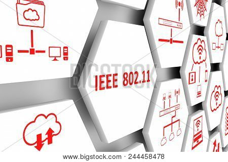 Ieee 802 11 Concept Cell White Background 3d Illustration
