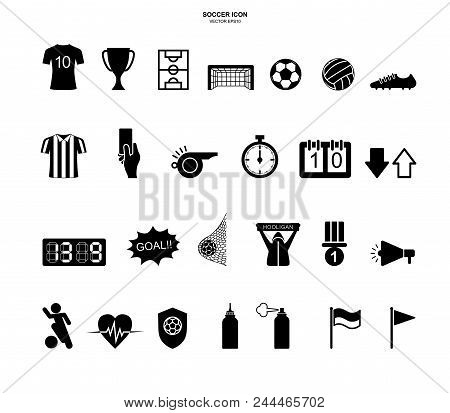 Soccer Football Icon Set. Abstract Sport Sign And Symbol. Vector Illustration.