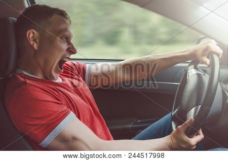 Emergency Braking. Driver Lost Control Of Car. Dangerous Maneuver On The Road. Dangerous Driving And