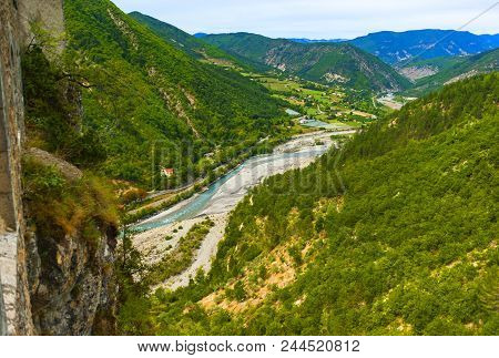 A Picturesque Medieval Village Entrevaux In France As Seen From The Citadel