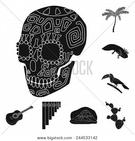 Country Mexico Black Icons In Set Collection For Design. Mexico And Landmark Vector Symbol Stock  Il