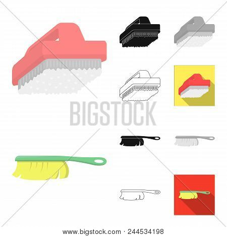 Cleaning And Maid Cartoon, Black, Flat, Monochrome, Outline Icons In Set Collection For Design. Equi