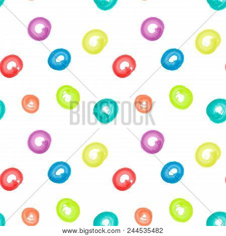 Seamless Circle Art Brush Watercolor Color Pattern
