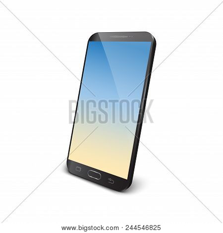 Modern Realistic Perspective Black Smartphone. Smartphone With Edge Side Style, 3d Vector Illustrati