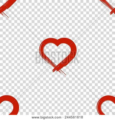 Image Of The Heart Inflicted With A Brush. Seamless Pattern. Vector On A Transparent Background. Png