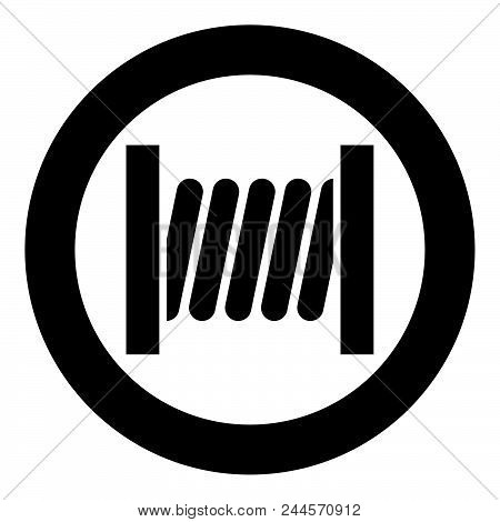 Coil With Wire Icon Black Color In Circle Round Vector Illustration