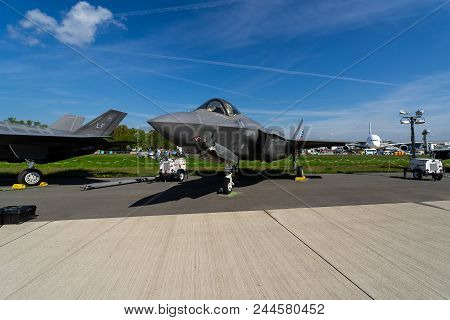 Berlin, Germany - April 27, 2018: Stealth Multirole Fighter Lockheed Martin F-35 Lightning Ii. Us Ai
