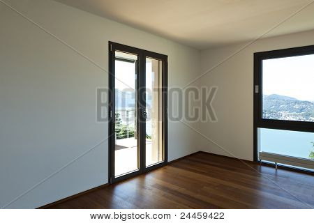 Modern appartement, grote woonkamer met panoramisch uitzicht