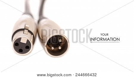 Xlr Cable Sound Microphone Electronic Pattern On White Background Isolation