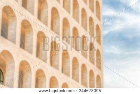 Defocused Background Of Neoclassical Architecture In Rome, Italy. Intentionally Blurred Post Product
