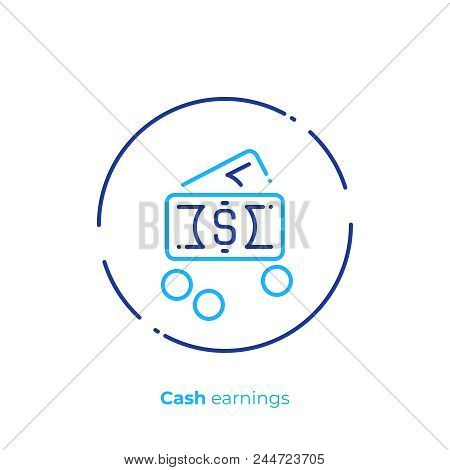 Business Profit Line Art Icon, Investition Earnings Vector Art, Outline Online Cash Exchange Illustr
