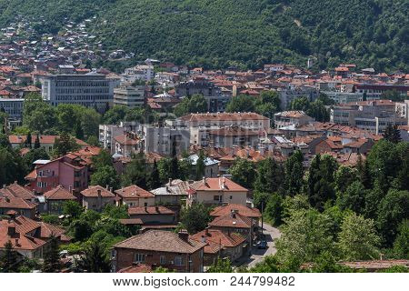 Peshtera, Bulgaria - May 5, 2018: Panoramic View Of Town Of Peshtera From The Peristera Fortress, Pa