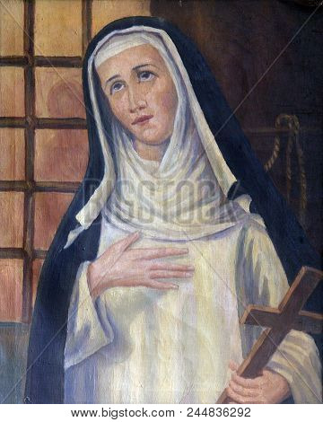 KORCULA, CROATIA - MARCH 20: Blessed Osanna of Cattaro, altarpiece in the church of Saint Nicholas in Korcula, Korcula island, Croatia, on March 20, 2017.
