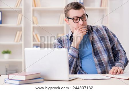 Young student studying over internet in telelearning concept