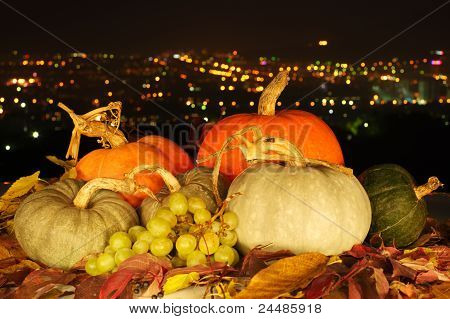 Raccolto di frutta e verdura fresca di notte