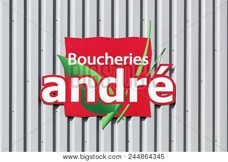 Creches, France - June 5, 2018: Boucheries Andre Logo On A Wall. Boucheries Andre Is A Chain Of Butc