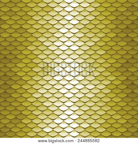 Seamless Scale Pattern. Abstract Roof Tiles Background. Green Squama Texture.